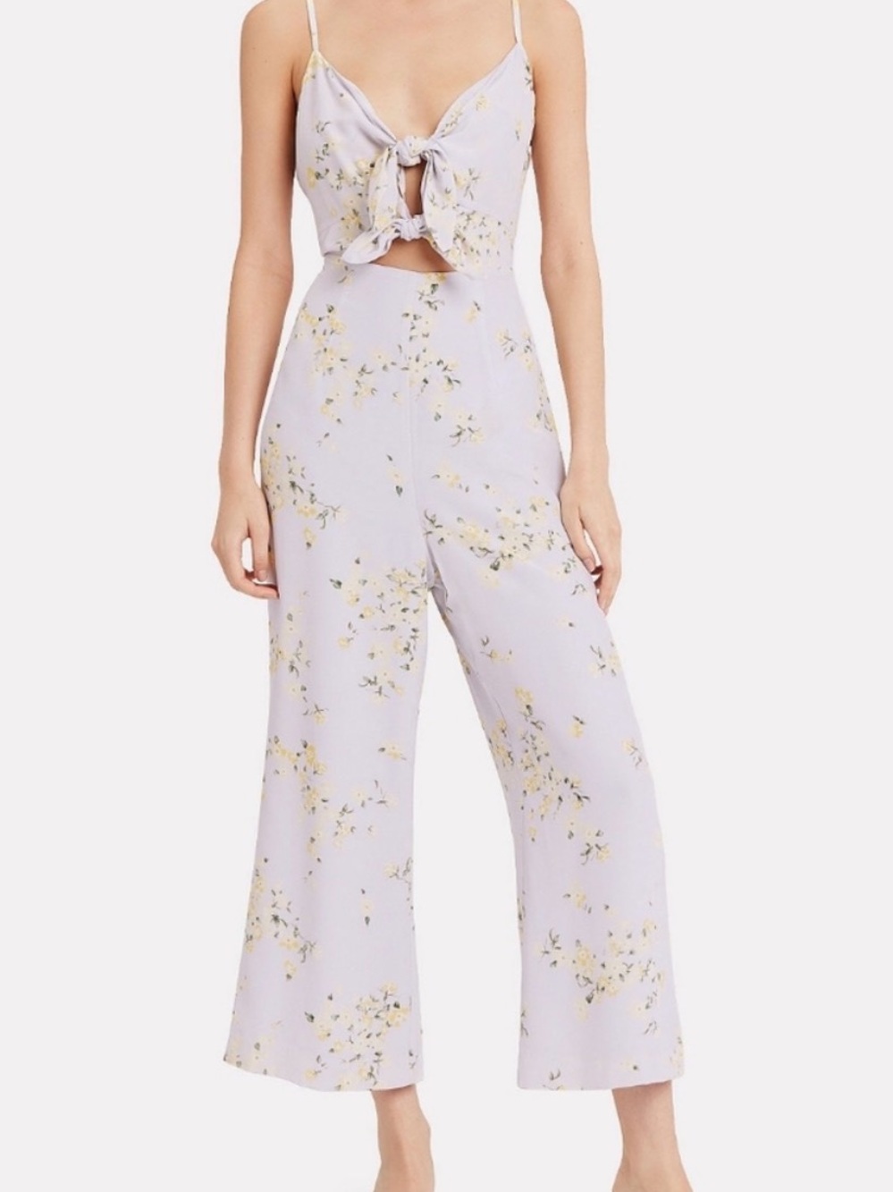 INTERMIX Floral Tie-Front Lavender Jumpsuit